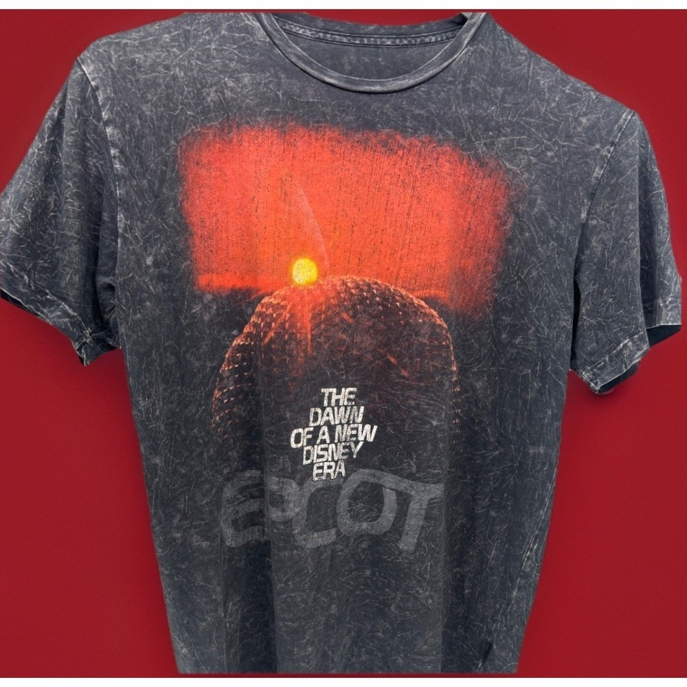 Disney Epcot Men's L  T-Shirt The Dawn of a New Era Graphic Crewneck Gray Wash - Picture 5 of 5